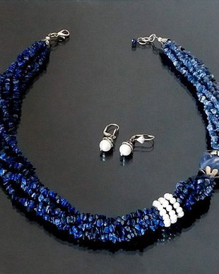 Set lapis, sodalit, perle