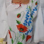 Bluza gen ie din panza topita romaneasca pictata cu maci si clopotei albastrii