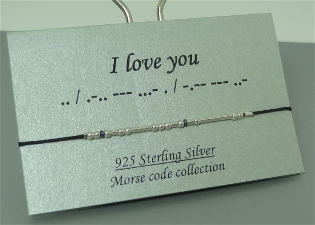 Bratara minimalista "I love you" - cod morse / Bratari personalizate