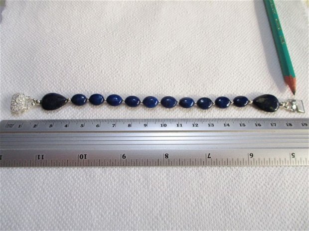 Rezervat Laura - Bratara argint si lapis lazuli, cu incuietoare filigran