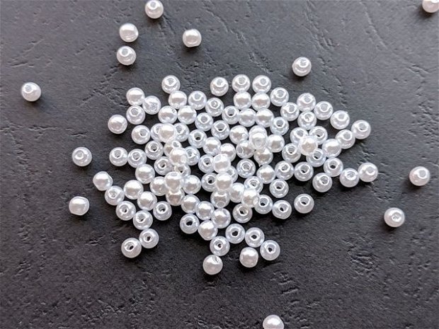 LMA403 - (10 buc) perle acrilice albe