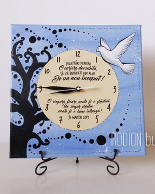 Ceas pensionare pictat manual personalizat cu mesaj