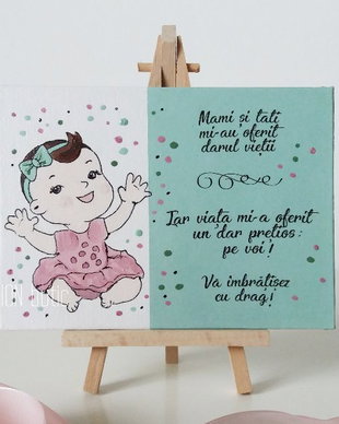 Placuta personalizata pentru nasi handmade pictata manual fetita