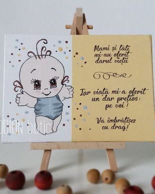 Placuta personalizata pentru nasi handmade pictata manual baiat