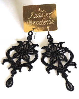 Cercei Lungi Negri Brodati Chandelier