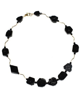 Colier turmalina neagra, spinel si accesorii gold filled