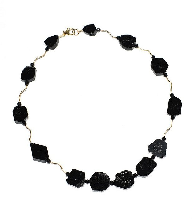 Colier turmalina neagra, spinel si accesorii gold filled