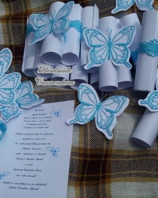 Invitatie papirus cu  fluture