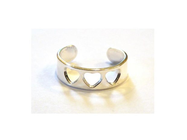 Inel reglabil din Argint 925 - IN689 - Inel cu inimioare, inel deget picior, toe ring