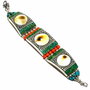 K0773 # Bratara, argint tibetan, shiva eye / ochiul lui shiva / melc, turcoaz, coral portocaliu