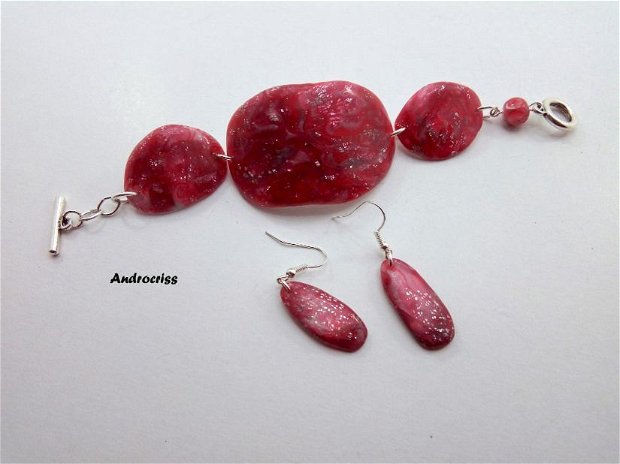 Red stones ,set bijuterii din lut polimeric