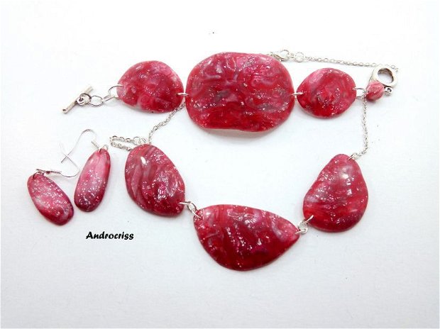 Red stones ,set bijuterii din lut polimeric