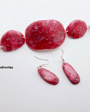 Red stones ,set bijuterii din lut polimeric