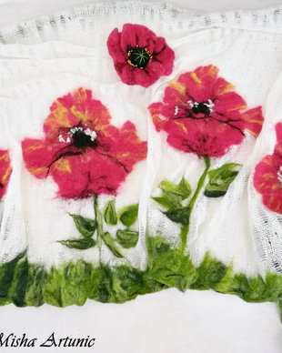 Vândut Sal din tricot cu maci rosii impasliti