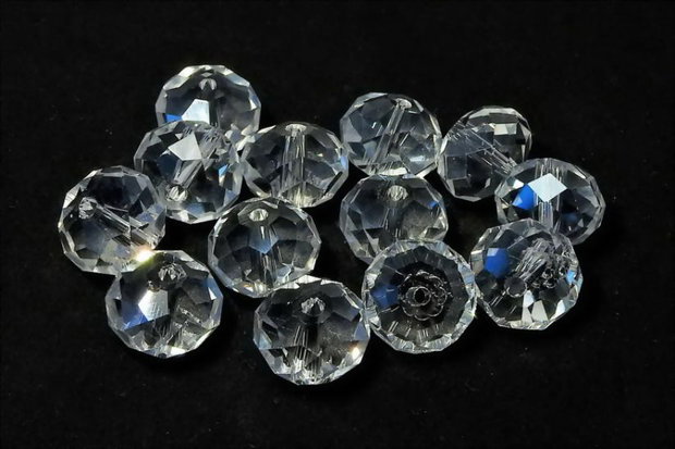 Cristale din sticla, rondelle, 10x8 mm, AB, transparente