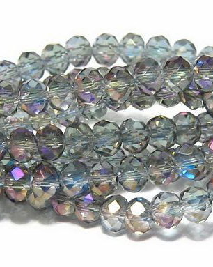Cristale din sticla, rondelle, 10x8 mm, AB