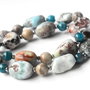 Rezervat Set bijuterii larimar, apatit si coral fosilizat, Colier si bratara din pietre naturale