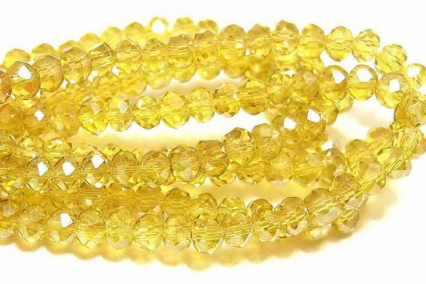 Cristale din sticla, rondelle, 8x6 mm, galbene