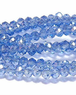 Cristale din sticla, rondelle, 8x6 mm, AB, albastre