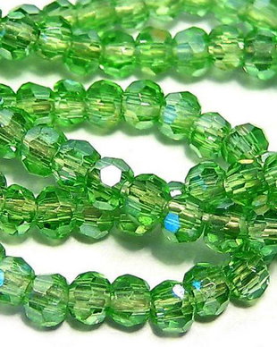 Cristale din sticla, rotunde, 2 mm, AB, verzi