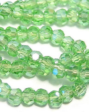 Cristale din sticla, rotunde, 2 mm, AB, verde deschis