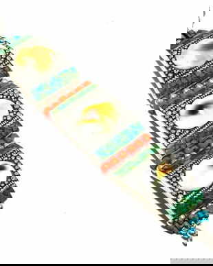 K0773 # Bratara, argint tibetan, shiva eye / ochiul lui shiva / melc, turcoaz, coral portocaliu