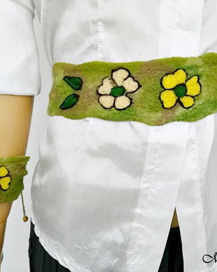 VANDUT - Brau si bratara impaslite, cu motiv floral