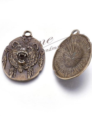Pandantiv urs grizzly, bronz antichizat