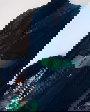 Haina piele intoarsa  albastru petrol