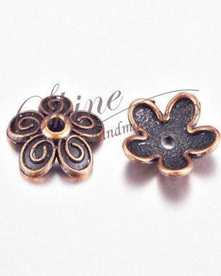 Capac cupru floare,  10x3.5mm
