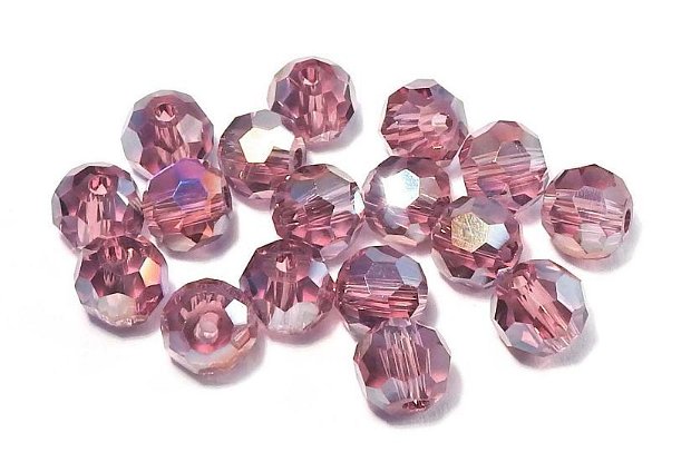 Cristale din sticla, rotunde, 3 mm, AB, purpurii