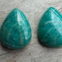 Cabochon amazonit rusesc, 25x18 mm (2 buc)