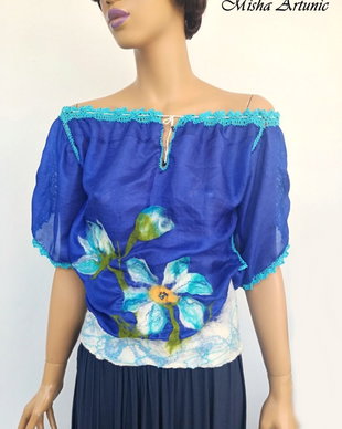 Bluza de vara din matase naturala, fir bumbac si lana merinos