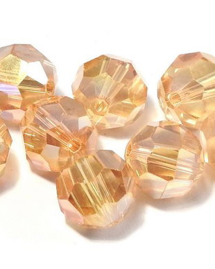 Cristale din sticla, rotunde, 6 mm, fatetate, topaz