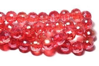 Cristale din sticla, rotunde, 8 mm, electro, rosii