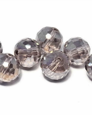 Cristale din sticla, rotunde, 8 mm, electro, gri