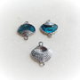 Link argintiu cu scoica Paua - Abalone aprox 16x18.5 mm ( cu anourile)