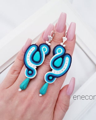 Cercei soutache turcoaz