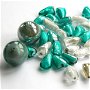 Mix margele Murano cal. a ll-a, Turquoise Silver, 70 g (cod 4358)