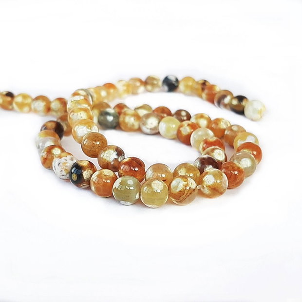 Agat de foc, bej caramel 6,5mm GSLAK 576