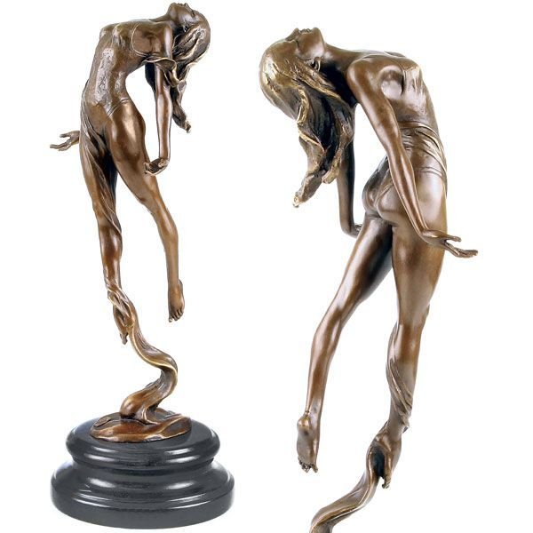 Dansatoare Art Deco - statueta din bronz pe soclu din marmura