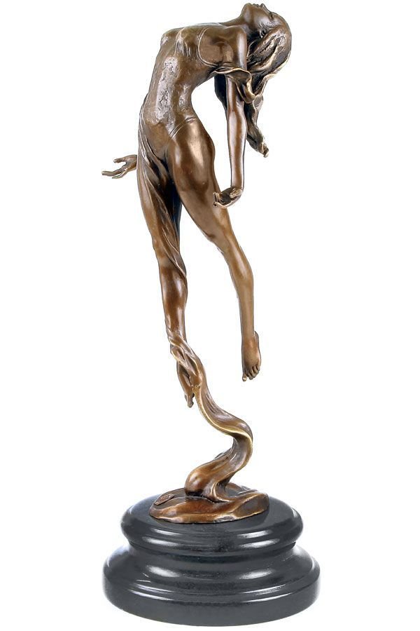 Dansatoare Art Deco - statueta din bronz pe soclu din marmura