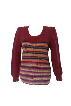 Bluza Tricotat manual lana visiniu in multicolor | Breslo