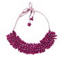 Colier Statement Choker cu margele mov fucsia