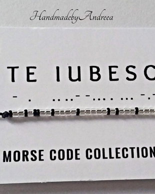 Bratara reglabila cod Morse TE IUBESC