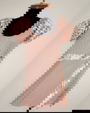 Tricou roz prafuit din tricot si matase, cu funda