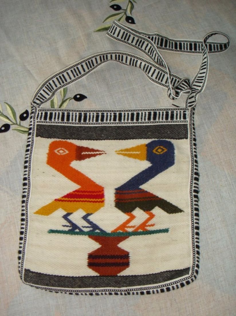 Geanta messenger noua, din tesatura de lana, din Peru