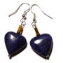 Cercei albastri din Argint 925, Lapis lazuli inima si Hematit auriu - CE270 - cercei romantici, cercei inima, bijuterii inima, cercei pietre semipretioase, cercei cu inimioare, cadou romantic