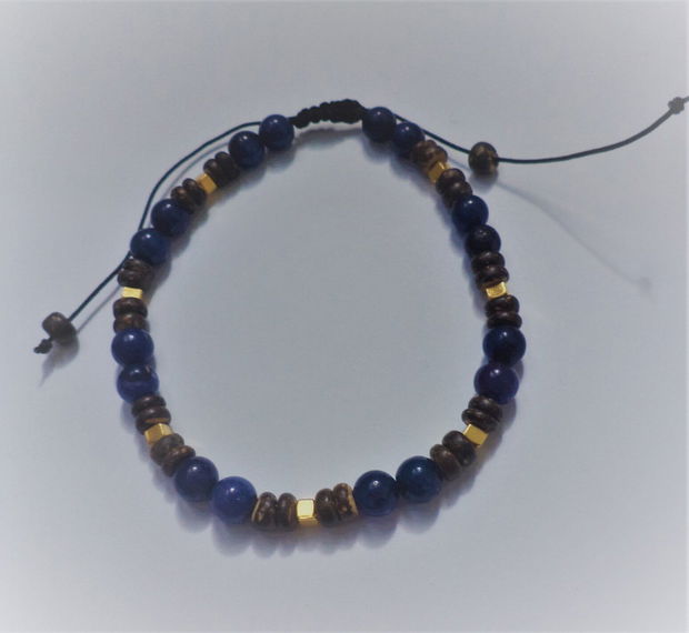 bratara din lapis lazuli si rondele din nuca de cocos/bratara barbateasca/bratara dama/bratara unisex/bratara talisman