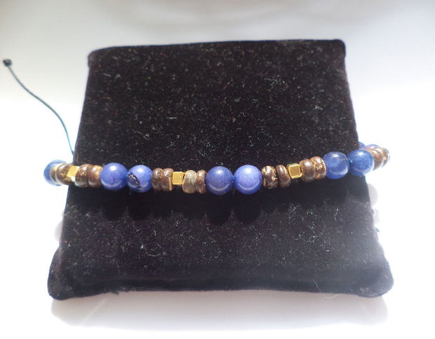 bratara din lapis lazuli si rondele din nuca de cocos/bratara barbateasca/bratara dama/bratara unisex/bratara talisman